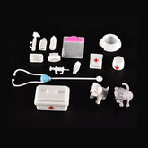 15 Pieces Children's Doll Medical Tools Play House Set With Pets, Plastic Toys, Furniture Accessories 465g